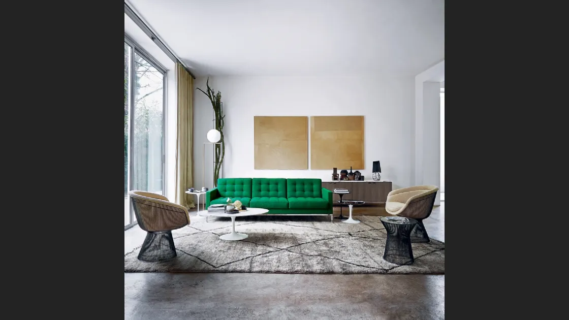 Divano lineare in tessuto Verde Florence Knoll Collection di Knoll